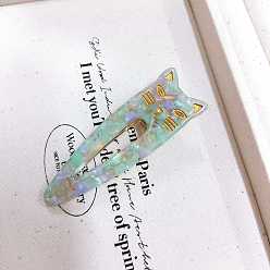 Аквамарин Заколки для волос из кожи аллигатора в форме кошки из ацетата целлюлозы (смола), аксессуары для волос для девочек женщин, аквамарин, 73 мм