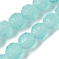 Бледно-бирюзовый Бусы лэмпворк ручной работы, круглые, бледные бирюзовая, 10.5x10 мм, отверстие : 1.4 мм, около 35 шт / нитка, 10.91'' (27.7 см) ~ 14.96'' (38 см)