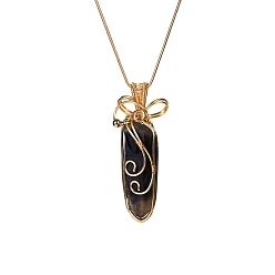 Smoky Quartz Natural Smoky Quartz Pendants Necklaces, Snake Chains, Rectangle, 19.69 inch(50cm)