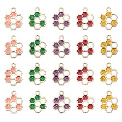 (52) Непрозрачная лаванда 20 шт 5 цвета сплава эмалевые подвески, сотовый шарм, разноцветные, 19x15x1.5 мм, отверстие : 2 мм, 4 шт / цвет