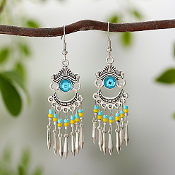 Золотистый Плоские круглые серьги-люстры в стиле бохо из сплава, стразов и стеклянных бусин, античное серебро, золотые, 90 мм