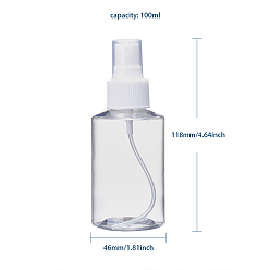 Clear 100ml Refillable PET Plastic Spray Bottles, Empty Pump Bottles for Liquid, Clear, 4.6x11.8cm, Capacity: 100ml(3.38 fl. oz)