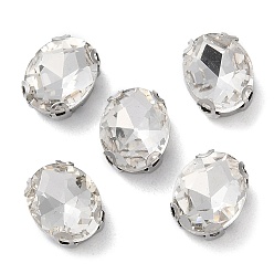 Прозрачный Овал пришиваем стразами, многожильных ссылки, стекло горный хрусталь, с настройками зубцов из нержавеющей стали, аксессуары для одежды, граненые, прозрачные, 10x8x5 мм, отверстие : 0.9 мм
