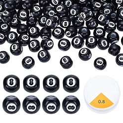 Black DIY Bracelet/Necklaces Making Kits, 
include Billiards 8 Acrylic Beads, Round Crystal Elastic Thread, Black, 12mm, Hole: 4mm