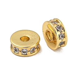 Прозрачный Стойки обшивки латунь микро проложить кубического циркония бусы, без свинца и без кадмия, долговечный, реальный 18 k позолоченный, круглые, прозрачные, 5x2 мм, отверстие : 1.5 мм