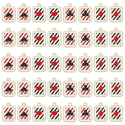 (52) Непрозрачная лаванда 40 шт 4 стили подвески из сплава эмали, золотые, прямоугольник с подвеской в виде игральной карты, пики/трефа/бубна/черва, разноцветные, 20x14x1.5 мм, отверстие : 1.6~1.8 мм, 10 шт / стиль