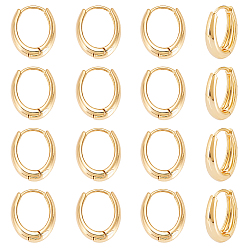 Настоящее золото 18K 16шт. овальные латунные серьги-кольца для женщин, реальный 18 k позолоченный, 16x12.5 мм