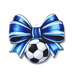 Разноцветный Печатные акриловые подвески, футбольный мяч с подвесками в виде бантиков, красочный, 37x39x2 мм