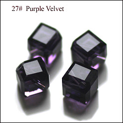 Индиго Имитация Австрийские кристаллические шарики, класс AAA, граненые, кубические, индиговые, 7x8.5x8.5 мм, отверстие : 0.9~1 мм