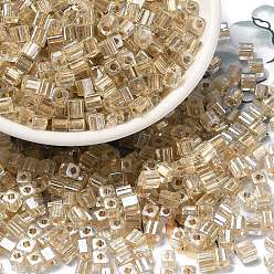 Кукурузный Шелк Бисер из стекла , прозрачное глянцевое стекло, квадратное отверстие, квадратный, цвет колоса кукурузы, 4x4x4 мм, отверстие : 1.2 мм, 5000 шт / фунт