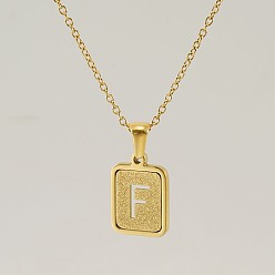 Letter F 304 подвеска в форме прямоугольника из нержавеющей стали с полыми буквами, ионное покрытие (ip), матовый стиль, реальный 18 k позолоченный, Буква F, 17.72 дюйм (45 см)