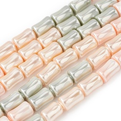 (52) Непрозрачная лаванда Нити бусин из гальванизированного непрозрачного стекла, имитирующие жемчуг, бамбук совместное, разноцветные, 10x6 мм, отверстие : 1 мм, около 39 шт / нитка, 15.55'' (39.5 см)