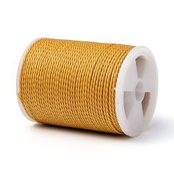 Goldenrod Round Waxed Polyester Cord, Taiwan Waxed Cord, Twisted Cord, Goldenrod, 1mm, about 12.02 yards(11m)/roll