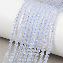 Халцедон Натуральный голубой халцедон бисером, круглые, граненые, 3 мм, отверстие : 0.6 мм, около 131~134 шт / нитка, 15.35''~15.55'' (39~39.5 см)