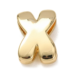 Letter X Латунные бусины, долговечный, стойки покрытие, без свинца и без кадмия, реальный 18 k позолоченный, Письмо X, 21x14x6.5 мм, отверстие : 18x4 мм