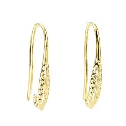 Golden Rack Plating Brass Earring Hooks, with Horizontal Loops, Long-Lasting Plated, Lead Free & Cadmium Free, Golden, 19x3mm, Hole: 1.6mm, 21 Gauge, Pin: 0.7mm
