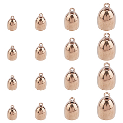 Rose Gold PVD Vacuum Plating 304 Stainless Steel Cord Ends, End Caps, Rose Gold, 8~14x4~10mm, Hole: 2mm, 3~8mm inner diameter, 16pcs/box