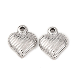 Нержавеющая Сталь Цвет 304 прелести нержавеющей стали, сердце, цвет нержавеющей стали, 14.5x11.5x4 мм, отверстие : 1.6 мм