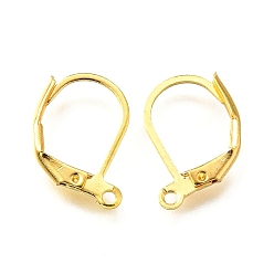Golden Brass Leverback Earring Findings, with Loop, Golden Color, Size: about 11mm wide, 15.5mm long, hole: 2mm