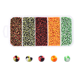 Mixed Color 12/0 Opaque Colours Seep Glass Beads, Round Seed Beads, Mixed Color, 12/0, 1.5~2x2mm, Hole: 0.5mm, 5 colors, 18g/color, 90g/box