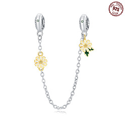 Платина 1 шт. 925 стерлинговое серебро хрустальные стразы подвеска солнце луна европейские защитные цепи, Сплав с цепями, родий, с печатью 925, платина, 96 мм