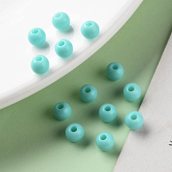 Pale Turquoise Opaque Acrylic Beads, Round, Pale Turquoise, 6x5mm, Hole: 1.8mm, about 4400pcs/500g