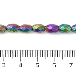 Rainbow Plated Electroplated Strong Magnetic Synthetic Hematite Beads Strands, Long-Lasting Plated, Faceted Oval, Rainbow Plated, 7~8x5~5.5mm, Hole: 1.4mm, about 50pcs/strand, 15.35''(39cm)