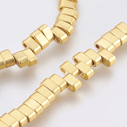 Настоящее золото 24K Гальванические нити синтетического немагнитного гематита с отверстиями, класс АА, прямоугольные, долговечный, матовые, реальный 2 k позолоченный, 24 мм, отверстие : 4.5x2x2.5 мм, около 1 шт / нитка, 181 (16.30'' см)