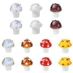 (52) Непрозрачная лаванда 14шт 7 цвета бусины с эмалью лэмпворк ручной работы, неровный гриб, разноцветные, 15x12.5~13.5 мм, отверстие : 1.8 мм, 2 шт / цвет