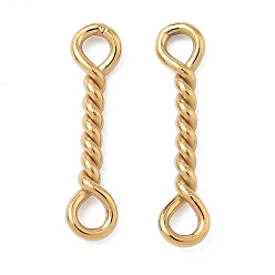 Золотой 304 подвески-соединители из витой нержавеющей стали, ионное покрытие (ip), золотые, 18x4x2 мм, отверстие : 2 мм