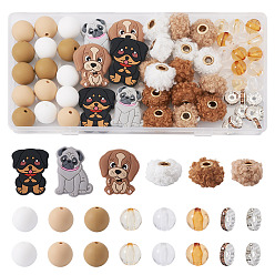 Couleur Mélangete 61Kits de perles à faire soi-même, y compris en silicone, acrylique, fer, strass et alliage, tissu et perles européennes, couleur mixte, 15mm