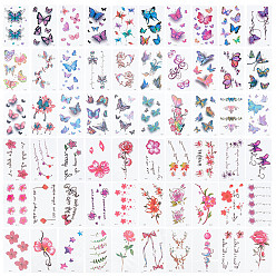 Mixed Patterns 2 Set 2 Style Butterfly & Floral Pattern Temporary Tattoos Stickers, Body Art Paper Stickers, Mixed Patterns, 97x57x0.1mm, 1 style/set