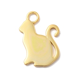 Cat Shape Подвески из стерлингового серебра с изображением животного, золотые, форма кошки, 925 мм, отверстие : 18x12x1 мм