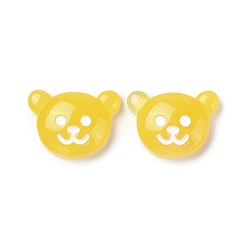 Желтый Кабошоны из полупрозрачной смолы с изображением животных, медведь, желтые, 14.5x20x6 мм