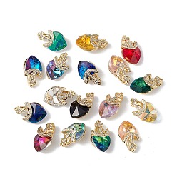 (52) Непрозрачная лаванда Настоящие позолоченные подвески из латуни с микропаве из прозрачного кубического циркония, со стеклом, долговечный, без кадмия и без свинца, лодочный якорь и подвеска в виде сердца, разноцветные, 18 мм, отверстие : 20x12x9 мм