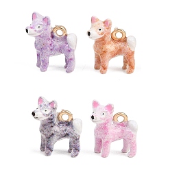 (52) Непрозрачная лаванда Подвески из эмали и сплава, собака прелести, золотые, разноцветные, 13.5x12.5x6.5 мм, отверстие : 1.4 мм