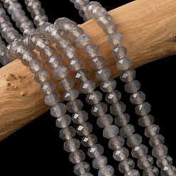 Серый агат Серый натуральный агат бисера пряди, рондель, граненые, 5.5~6.5x4.5 мм, отверстие : 1 мм, около 91~94 шт / нитка, 15.35'' (39 см) ~ 15.43'' (39.2 см)