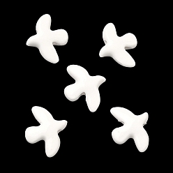 Blanc Perles en porcelaine manuelles, colombe de la paix, porcelaine émaillée lumineux, blanc, 17~17.5x13.5~14x4.5~5mm, Trou: 1.6~1.8mm
