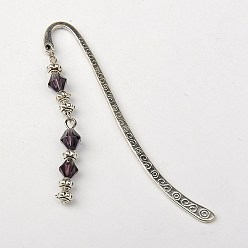 Фиолетовый Тибетского стиля Закладки / шпильки, со стеклянными бусинами, фиолетовые, 84 мм