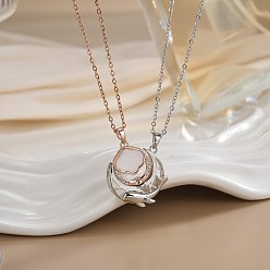 Луна 2шт. латунные магнитные подвески со смолой с 304 цепочкой из нержавеющей стали, платина, луна, 17.72 дюйм (45 см)