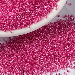 (RR208) Carnation Pink Lined Crystal MIYUKI Round Rocailles Beads, Japanese Seed Beads, (RR208) Carnation Pink Lined Crystal, 15/0, 1.5mm, Hole: 0.7mm, about 5555pcs/bottle, 10g/bottle