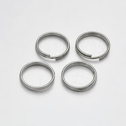 Платина Латунные разрезные кольца, кольца с двойной петлей, платина, 10x1.5 мм, около 9 мм внутренним диаметром, Около 2600 шт / 500 г