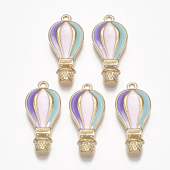 Разноцветный Подвески из сплава , с эмалью, воздушный шар, золотой свет, красочный, 21.5x10x3 мм, отверстие : 1.2 мм