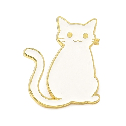 Белый Эмалевый штифт, брошь из сплава для рюкзака, форма кошки, золотые, белые, 32x27 мм