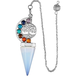 Опал 7 чакра дерево жизни металлический опалит конус шестиугольный заостренный маятник для биолокации, для лозоходства и гадания, 170 мм