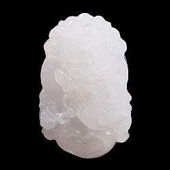 Дракон Резные подвески из натурального белого нефрита, двенадцать китайских знаков зодиака амулеты, дракон, 35~37.5x22.5~24.5x8~12 мм, отверстие : 1.6~1.8 мм