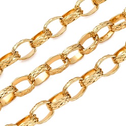 Настоящее золото 18K 304 Роло цепи из нержавеющей стали, с катушкой, пайки, вакуумное покрытие pvd, реальный 18 k позолоченный, 10x7x3 мм, около 32.81 футов (10 м) / рулон