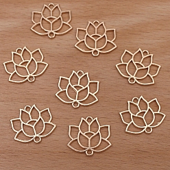 Light Gold Сплав полые звенья-цветок лотоса соединительные подвески, золотой свет, 19x20 мм