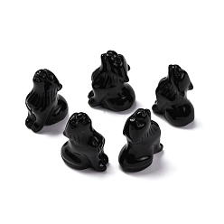 Обсидиан Натуральные обсидианные декорации, товары для украшения дома, волк, 38~40x25~29x16~26 мм