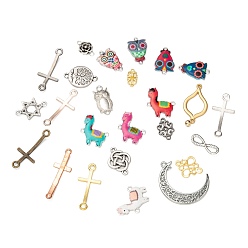 Mixed Color Alloy Links, Mixed Shapes, Mixed Color, 18~68x8~54x1~4mm, Hole: 1.5~15mm
